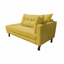 Divã Recamier Troya 1,40 Cm Lado Direito Suede Amarelo