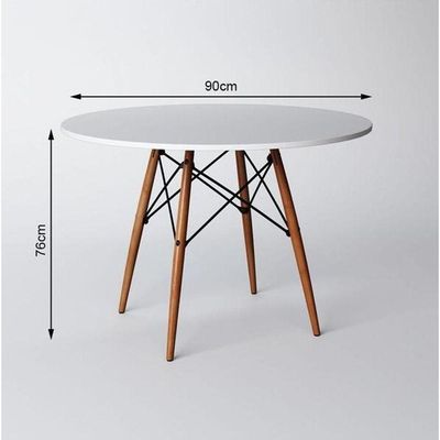 Conjunto De Jantar Mesa Eiffel Branco 90cm + 4 Cadeiras Marcela - Nude