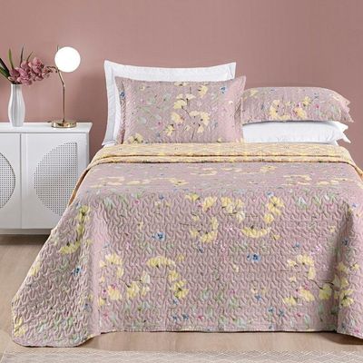 Colcha + Jogo De Cama Bouti Estampado Queen 06 Peças 100% Poliéster - Lavanda