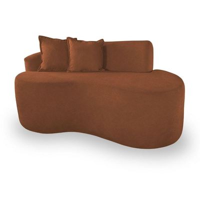Sofá Design Robusto Elegante Curvo Bouclé Terracota