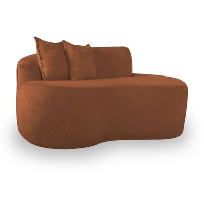 Sofá Design Robusto Elegante Curvo Bouclé Terracota