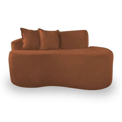 Sofá Design Robusto Elegante Curvo Bouclé Terracota
