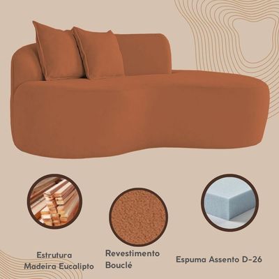 Sofá Design Robusto Elegante Curvo Bouclé Terracota