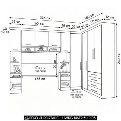 Guarda Roupa Queen Modulado Cp09 Taiga Branco/cinnamon L01 - Mpozenato