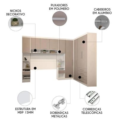 Guarda Roupa Queen Modulado Cp09 Taiga Branco/cinnamon L01 - Mpozenato
