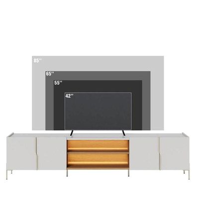 Rack Bancada Maggiore 2.4 Com Aparador Para Sala Sena Off White Matte Freijó - Colibri