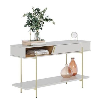 Rack Bancada Maggiore 2.4 Com Aparador Para Sala Sena Off White Matte Freijó - Colibri