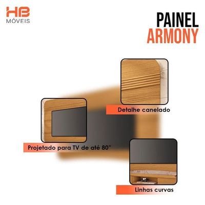 Painel Suspenso Armony Cinamomo Com Kit Mesa De Centro Sky Cinamomo - Hb Móveis