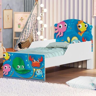 Mini Cama Fundo Do Mar Peixes Com Colchão