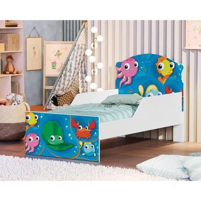 Mini Cama Fundo Do Mar Peixes Com Colchão