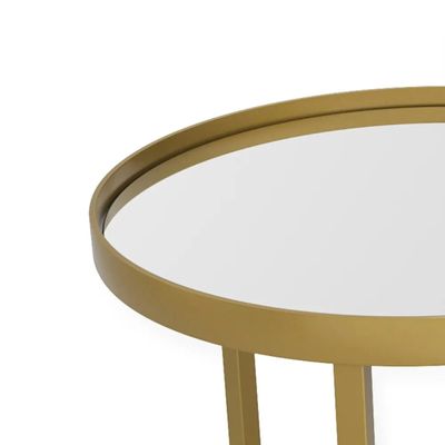 2 Mesas Lateral de Canto e Apoio Redonda Aço para Sala/Quarto/Decoração - Dourado