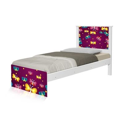 Cama Solteiro Adesivada Borboletas Com Colchão