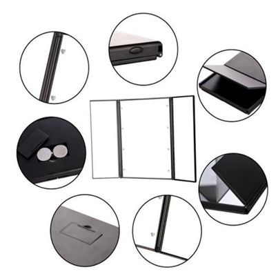Espelho Led Maquiagem Bolsa Triplo Aumento Dobravel Portatil Iluminacao Mesa Bancada