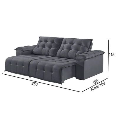 Sofá 4 Lugares Retrátil E Reclinável Martins M-170 Veludo Grafite