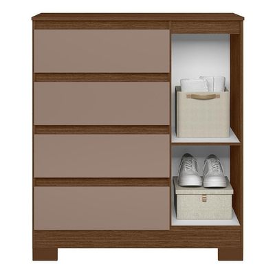 Cômoda Sapateira Olímpia 1 Porta E 4 Gavetas Nogueira-capuccino - Móveis Albatroz