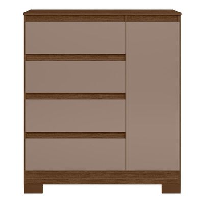Cômoda Sapateira Olímpia 1 Porta E 4 Gavetas Nogueira-capuccino - Móveis Albatroz