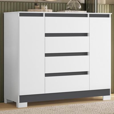 Cômoda Sapateira Atena 2 Portas E 4 Gavetas Quadriflex Branco-titanium - Móveis Albatroz