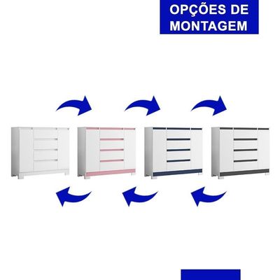 Cômoda Sapateira Atena 2 Portas E 4 Gavetas Quadriflex Branco-titanium - Móveis Albatroz