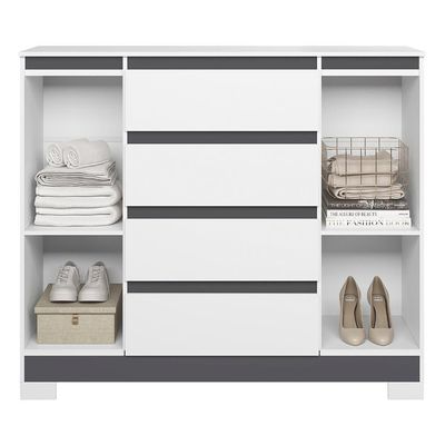 Cômoda Sapateira Atena 2 Portas E 4 Gavetas Quadriflex Branco-titanium - Móveis Albatroz