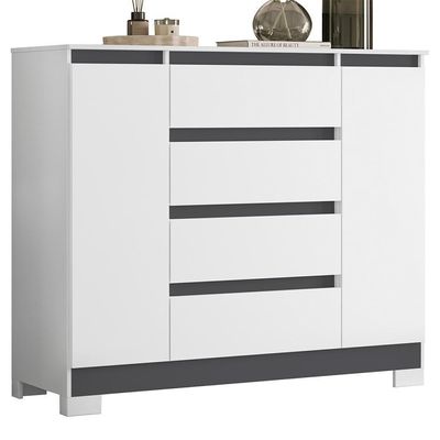 Cômoda Sapateira Atena 2 Portas E 4 Gavetas Quadriflex Branco-titanium - Móveis Albatroz