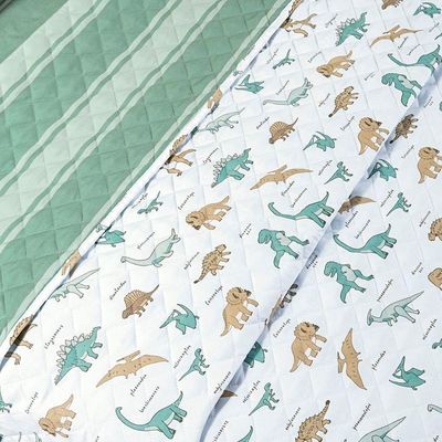Cobre Leito Infantil Solteiro Nuny Micropercal 200 Fios 2 Peças Dinossauros
