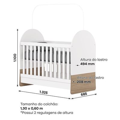 Berço Americano Mini Cama Magia Branco-jequitibá Com Colchão Supreme - Móveis Henn