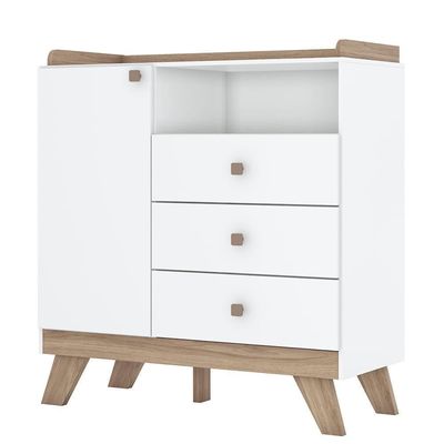 Jogo De Quarto Infantil Confete Com Guarda Roupa E Cômoda Branco-jequitibá - Móveis Henn Branco-jequitibá