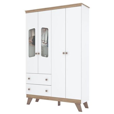 Jogo De Quarto Infantil Confete Com Guarda Roupa E Cômoda Branco-jequitibá - Móveis Henn Branco-jequitibá
