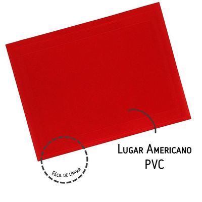 Jogo 4 Lugar Americano Retangular Mesa Pvc Vermelho Executivo 30x45cm Em Casa Tem