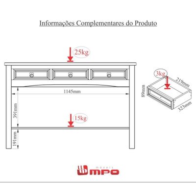Aparador Buffet 3 Gavetas Imperial Imbuia Mpo Imbuia