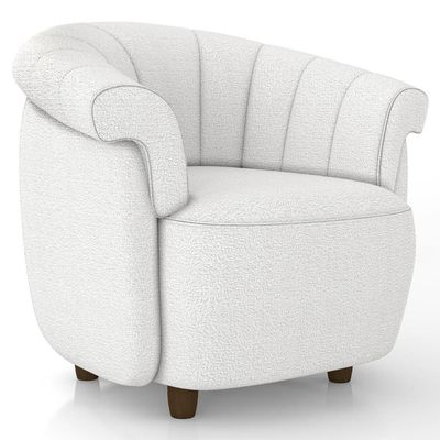 Poltrona Sala De Estar Pé Madeira Lykan Boucle Cru Z32 - Mpozenato