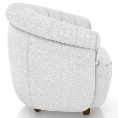 Poltrona Sala De Estar Pé Madeira Lykan Boucle Cru Z32 - Mpozenato