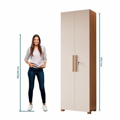 Armário Multiuso Com Chave 211cm Nt4050 Freijó/off White Notável Móveis
