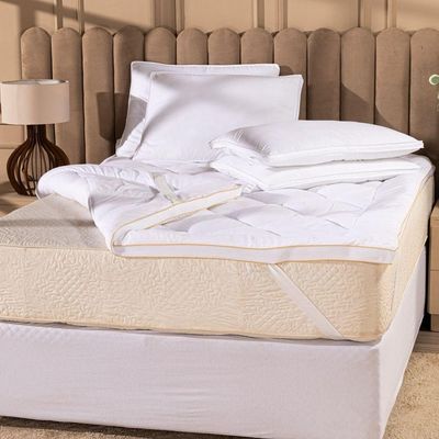 Protetor De Colchão Queen Pillow Top Plume Branco - Toque De Plumas Super Volumoso Alta Espessura