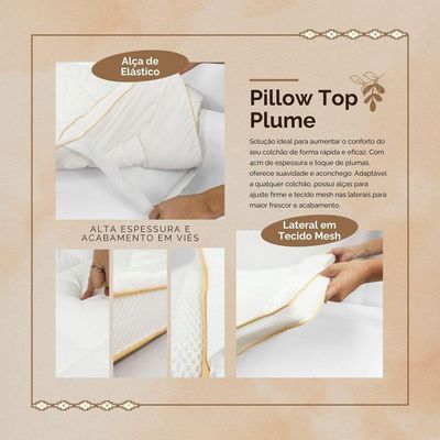 Protetor De Colchão Queen Pillow Top Plume Branco - Toque De Plumas Super Volumoso Alta Espessura