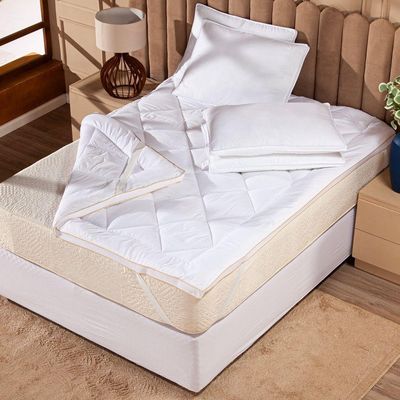 Protetor De Colchão Queen Pillow Top Plume Branco - Toque De Plumas Super Volumoso Alta Espessura
