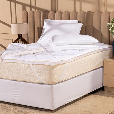 Protetor De Colchão Queen Pillow Top Plume Branco - Toque De Plumas Super Volumoso Alta Espessura