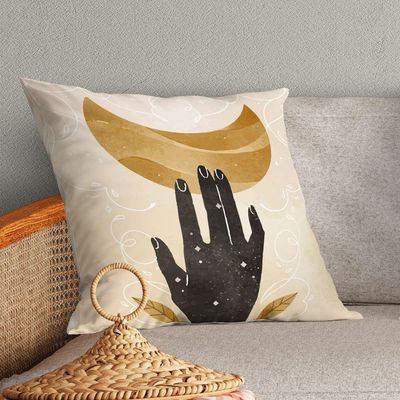 Kit Trio Capas De Almofadas Estampadas Folhas Em Veludo Suede 45cm X 45cm - Decoração Luxo Para Sala Cor Preto