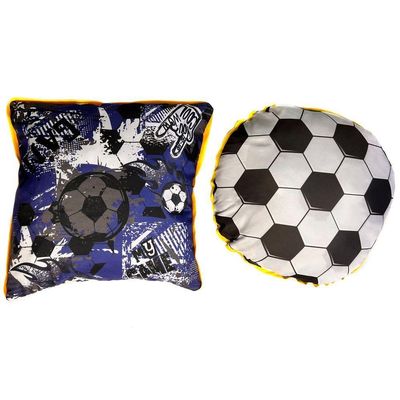 Par De Almofadas Cheias Futebol Game Azul Marinho 45cm X 45cm - Com Viés