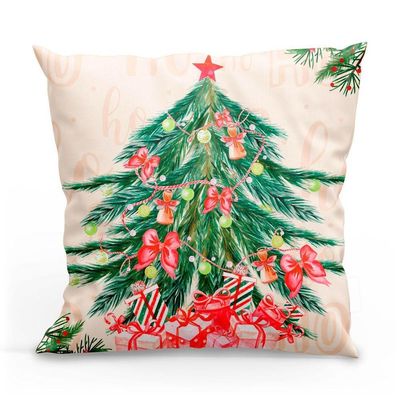 Kit Com 4 Capas De Almofadas Estampadas Natalinas 45cm X 45cm - Decorativas Festas Ceia Fim De Ano Cor Noel Vermelho
