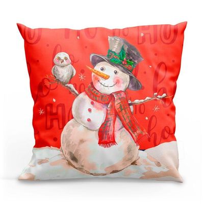 Kit Com 4 Capas De Almofadas Estampadas Natalinas 45cm X 45cm - Decorativas Festas Ceia Fim De Ano Cor Noel Vermelho