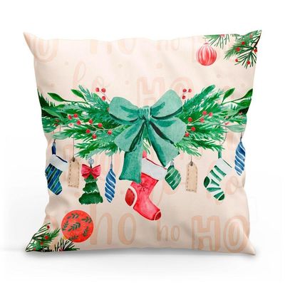 Kit Com 4 Capas De Almofadas Estampadas Natalinas 45cm X 45cm - Decorativas Festas Ceia Fim De Ano Cor Noel Vermelho