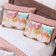 Kit Cobre Leito Colcha King Verano Com Almofadas Estampadas 07 Peças - Dupla Face Percal 300 Fios Matelado Cor Arara