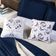 Kit Cobre Leito Colcha Casal Padrão Borboleta Azul Marinho/caqui Dupla Face Com Almofadas Estampadas 05 Peças