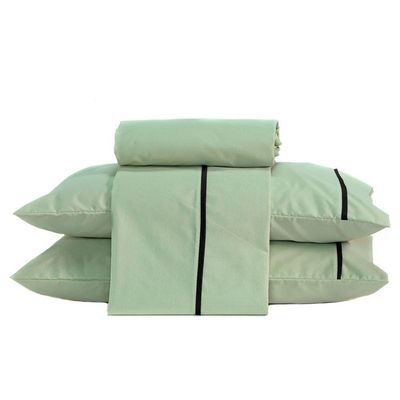 Jogo De Cama Lençol Queen Milano Liso Com Fronhas Viés 04 Peças - Percal Algodão 200 Fios Cor Verde