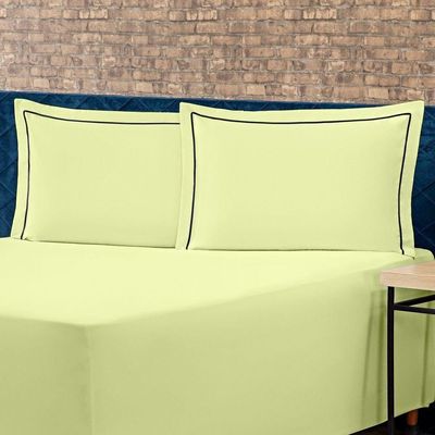 Jogo De Lençol King Para Cama Box Conjugado Complet Verde Com Fronhas 03 Peças - Percal Algodão 140 Fios