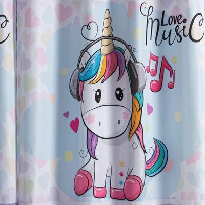 Cortina 2 Metros Para Quarto Estampada Infantil Donuts Unicórnio Lilás/rosa 2,00m X 1,50m Para Varão Simples
