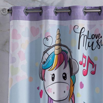 Cortina 2 Metros Para Quarto Estampada Infantil Donuts Unicórnio Lilás/rosa 2,00m X 1,50m Para Varão Simples
