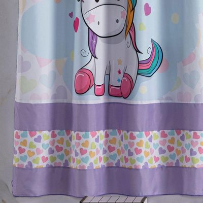 Cortina 2 Metros Para Quarto Estampada Infantil Donuts Unicórnio Lilás/rosa 2,00m X 1,50m Para Varão Simples