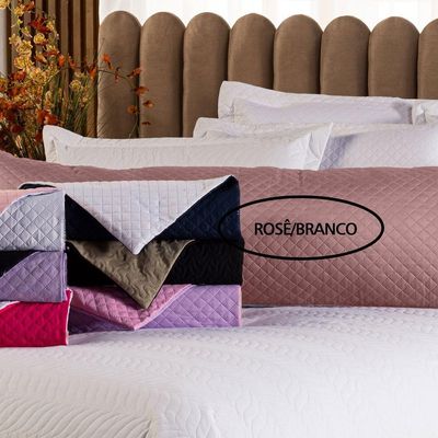 Capa Fronha De Xuxão Avulsa Travesseiro De Corpo Matelado Dupla Face 1,45m X 45cm - Microfibra Matelada Cor Rosê/branco